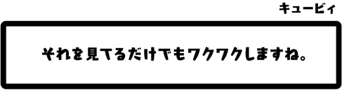 キュービィ：それを見てるだけでもワクワクしますね。